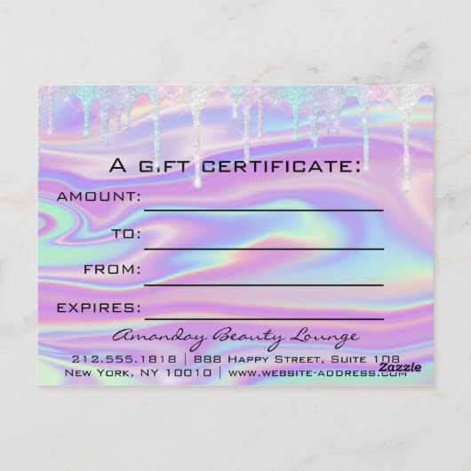 Cadeaubonholograaf Unicorn Logo Roze druppel Briefkaart (Achterkant)
