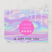 Cadeaubonholograaf Unicorn Logo Roze druppel Briefkaart (Voorkant)