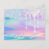 Cadeaubonholograaf Unicorn roze Zeemeermin Briefkaart (Voorkant)