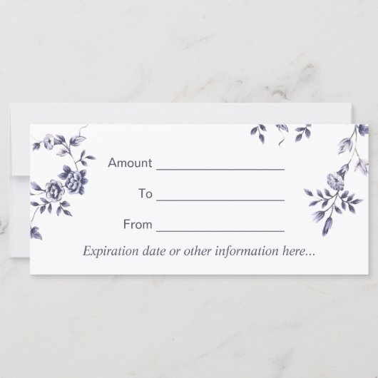 Cadeaubonnen Blue Floral Beauty Salon (Achterkant)