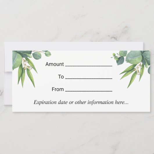 Cadeaubonnen botanische massagetherapiespa (Achterkant)