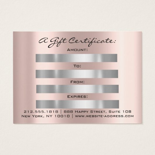 Cadeaubonnen dik grijs gummus visitekaartje (Achterkant)