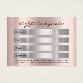 Cadeaubonnen dik grijs gummus visitekaartje (Achterkant)