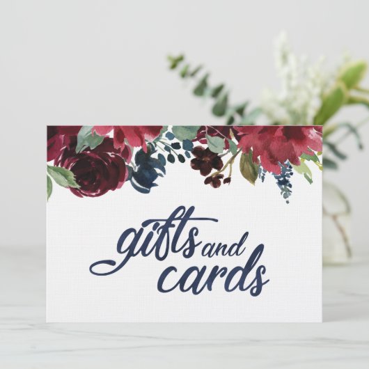 Cadeaubonnen en Kaarten Tekst Navy Waterverf Lette (Staand voorkant)