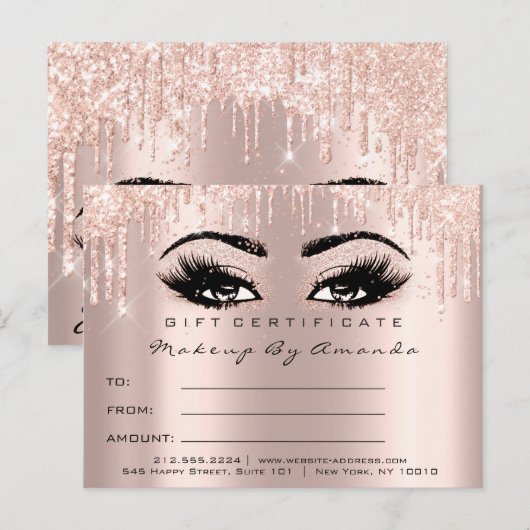 Cadeaubonnen Eyelashes Confetti Makeup Glam Briefkaart (Voorkant / Achterkant)