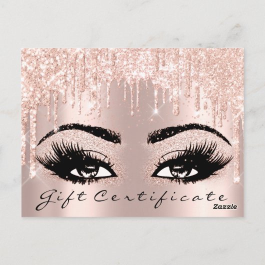Cadeaubonnen Eyelashes Confetti Makeup Glam Briefkaart (Achterkant)