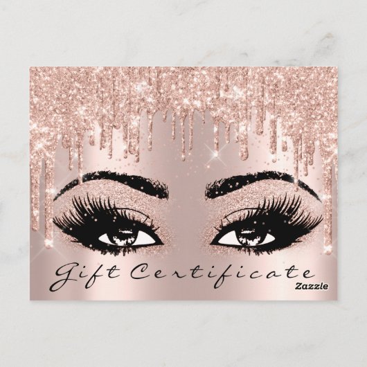 Cadeaubonnen Eyelashes Confetti Makeup Glam Briefkaart (Achterkant)