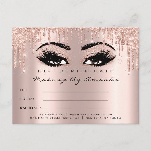 Cadeaubonnen Eyelashes Confetti Makeup Glam Briefkaart (Voorkant)