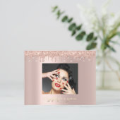 Cadeaubonnen Feestdagen Beauty Roos Glitter Drip Briefkaart (Staand voorkant)