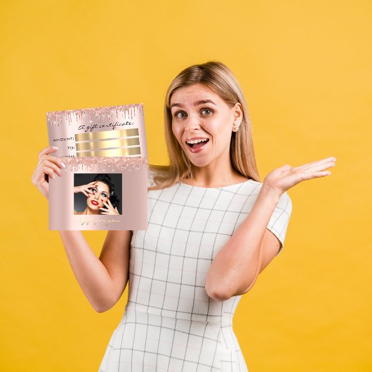 Cadeaubonnen Feestdagen Beauty Roos Glitter Drip Briefkaart