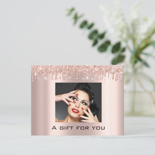 Cadeaubonnen Feestdagen Beauty Roos Makeup Lash Briefkaart (Staand voorkant)