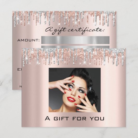 Cadeaubonnen Feestdagen Beauty Roos Makeup Silve Briefkaart (Voorkant / Achterkant)