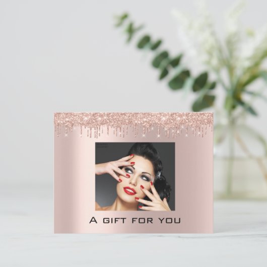 Cadeaubonnen Feestdagen Beauty Roos SilverLashes Briefkaart (Staand voorkant)