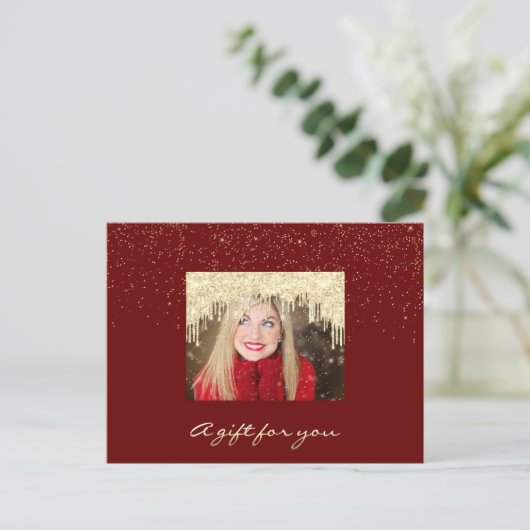 Cadeaubonnen Gold Drift Feestdagen kerstrood Briefkaart (Staand voorkant)