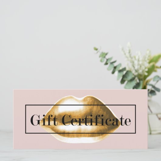 Cadeaubonnen | Goud Lips Blush Pink Salon (Staand voorkant)