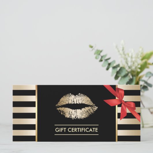 Cadeaubonnen | Goud Lips Modern Stripes Salon (Staand voorkant)