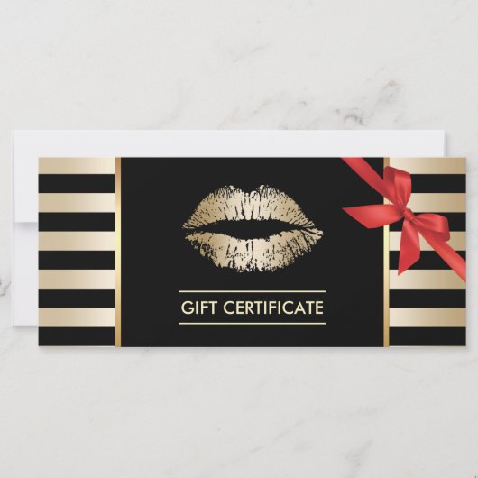Cadeaubonnen | Goud Lips Modern Stripes Salon (Voorkant)