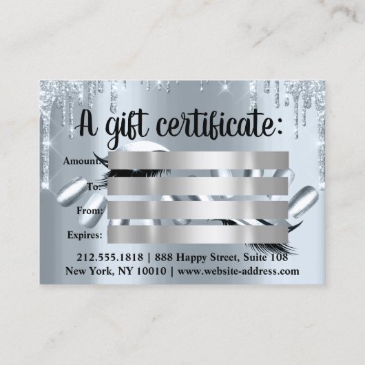 Cadeaubonnen Haarspa nails Luxury Blue Drivers Visitekaartje (Achterkant)