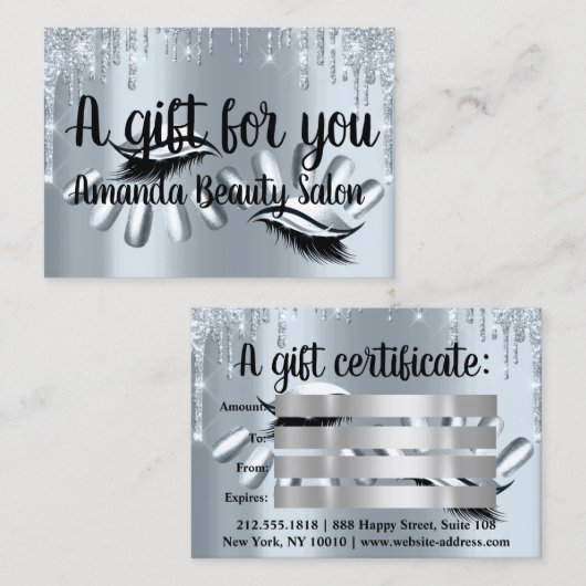 Cadeaubonnen Haarspa nails Luxury Blue Drivers Visitekaartje (Voorkant / Achterkant)