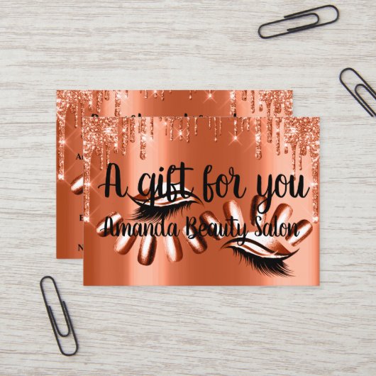 Cadeaubonnen Hair Spa Nails Luxury Oranje Drip Visitekaartje (Voorkant / Achterkant in situ)