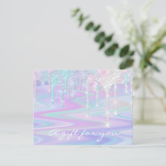 Cadeaubonnen Holograaf Unicorn Logo Beauty Briefkaart (Staand voorkant)