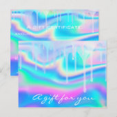 Cadeaubonnen Holograaf Unicorn Rainbow Roze Briefkaart (Voorkant / Achterkant)