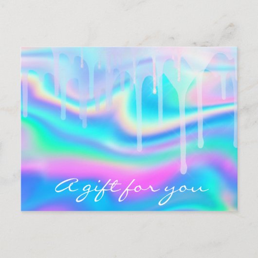 Cadeaubonnen Holograaf Unicorn Rainbow Roze Briefkaart (Voorkant)