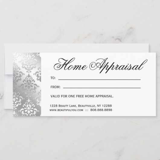 Cadeaubonnen Home Appraisal Real Estate Silver (Voorkant)