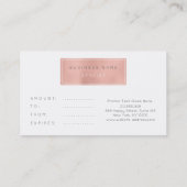 Cadeaubonnen Kaart Gepersonaliseerd Roze Rose Gold Kortingskaartje (Achterkant)