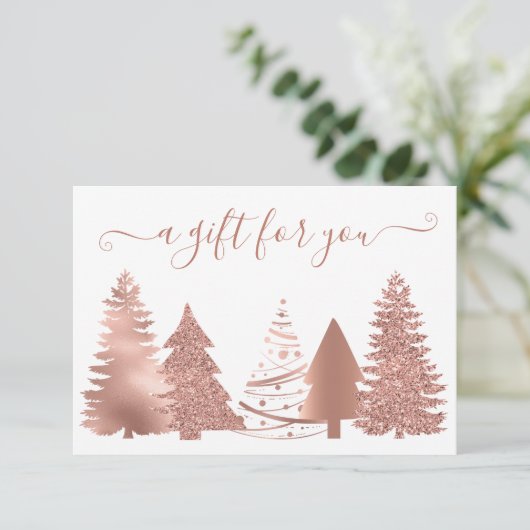 Cadeaubonnen kerstbomen Roos Gold Kaart (Staand voorkant)