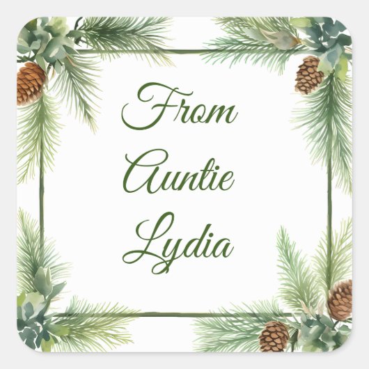 Cadeaubonnen Kerstmis Vierkante Sticker (Voorkant)