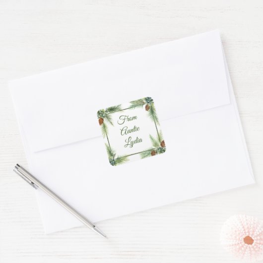 Cadeaubonnen Kerstmis Vierkante Sticker (Envelop)