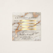 Cadeaubonnen Koper Marble Coral Lashes Makeup Vierkante Visitekaartjes (Achterkant)