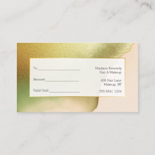 Cadeaubonnen make-up en haarchartreuse Nieuw Klantenkaartje (Achterkant)