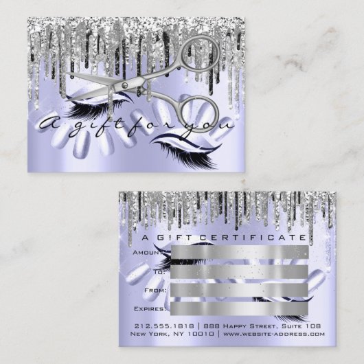 Cadeaubonnen met certificaat Haarlijst Nail Silver (Voorkant / Achterkant)