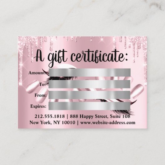 Cadeaubonnen met hitlijstlijst - nagels zilverroze visitekaartje (Achterkant)