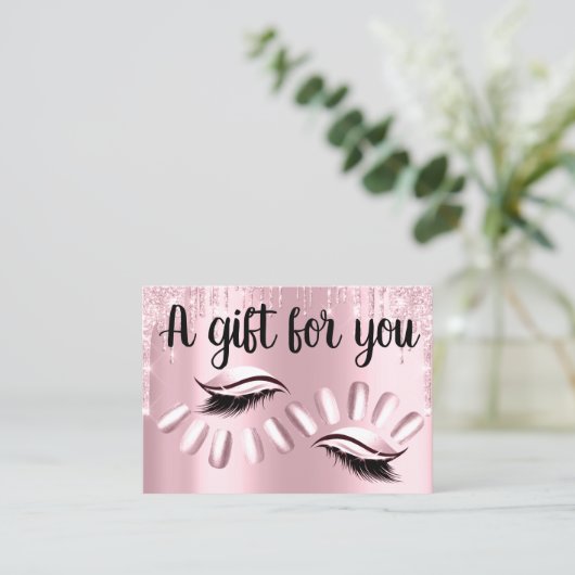 Cadeaubonnen met hitlijstlijst - nagels zilverroze visitekaartje (Staand voorkant)