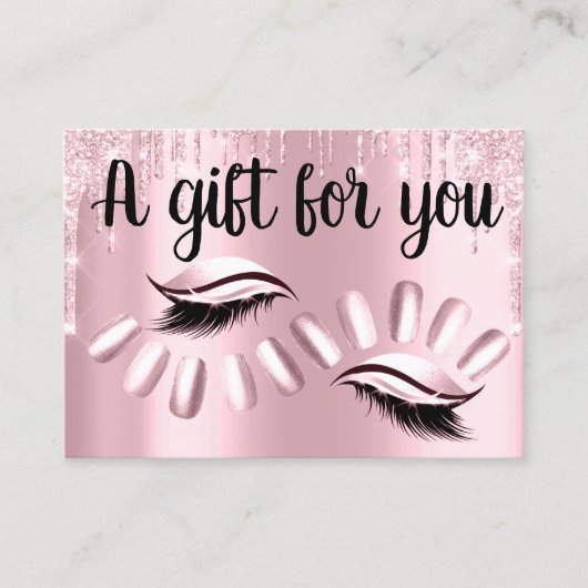 Cadeaubonnen met hitlijstlijst - nagels zilverroze visitekaartje (Voorkant)