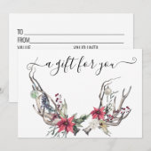 Cadeaubonnen met kerstcadeau Boho Horns Floral (Voorkant / Achterkant)