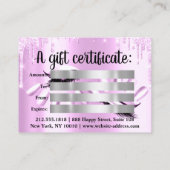 Cadeaubonnen met wieltjes Stijllijst Nails roze sc Visitekaartje (Achterkant)