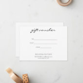 Cadeaubonnen minimalistisch notitiekaartje (Voorkant / Achterkant in situ)