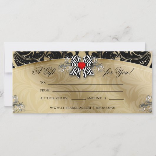 Cadeaubonnen Mode Salon Jewelry Zebra Bow (Achterkant)