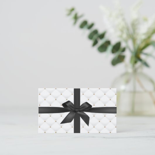 Cadeaubonnen Modern Black Ribbon Luxury Quilt Kortingskaartje (Staand voorkant)