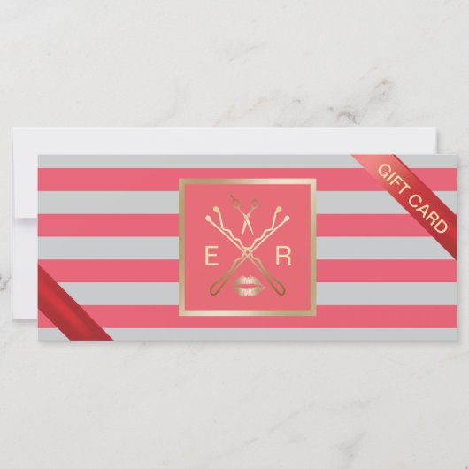 Cadeaubonnen | Modern Coral Grey Beauty Salon (Voorkant)