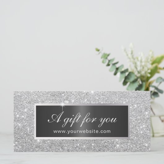 Cadeaubonnen | Modern Silver Glitter Salon (Staand voorkant)