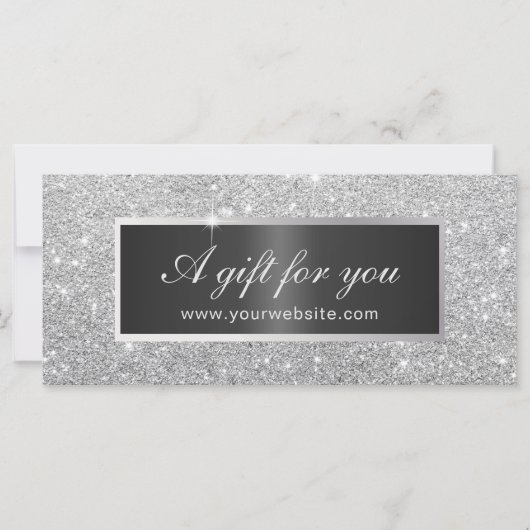 Cadeaubonnen | Modern Silver Glitter Salon (Voorkant)