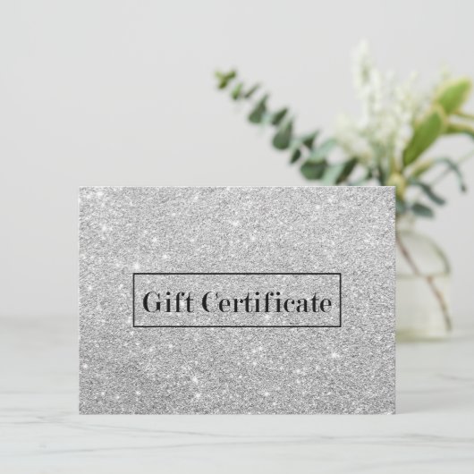 Cadeaubonnen Modern Silver Glitter Salon Spa (Staand voorkant)