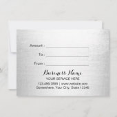 Cadeaubonnen Modern Silver Glitter Salon Spa (Achterkant)
