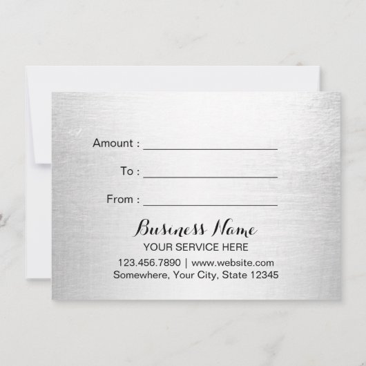 Cadeaubonnen Modern Silver Glitter Salon Spa (Achterkant)