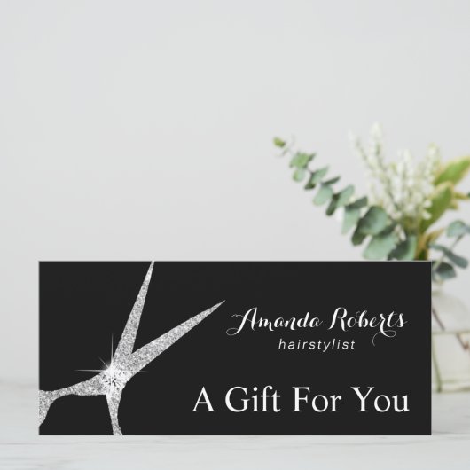 Cadeaubonnen Modern Silver Scissor Hair Salon (Staand voorkant)